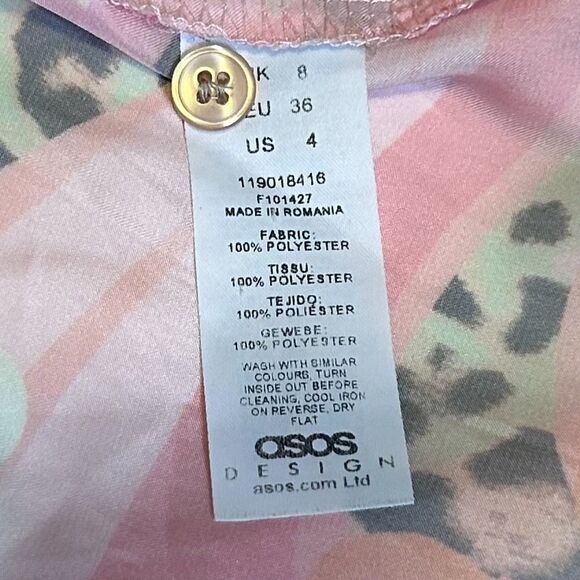 ASOS Oversized Satin Swirl Floral Print Women’s Leopard Accent Long Sleeve - Picture 8 of 8